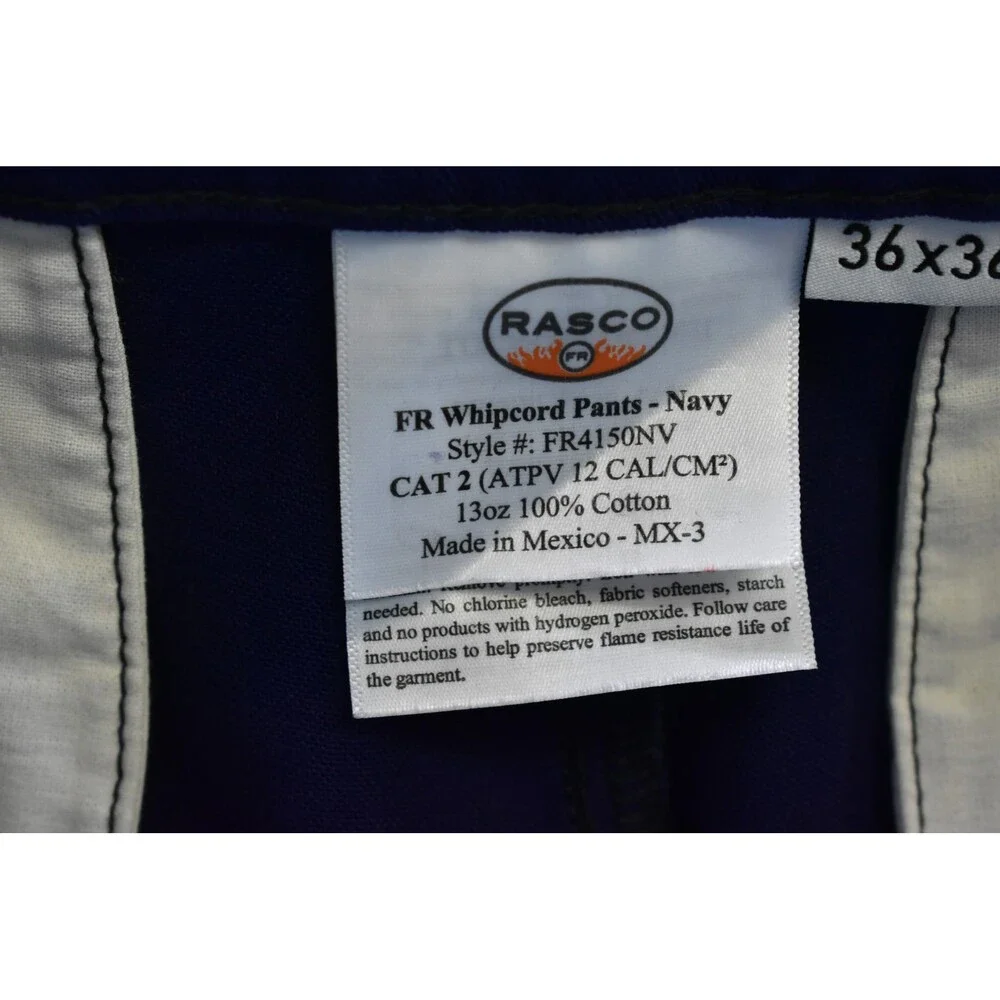 Rasco FR4150 Whipcord Flame Resistant FR Pants Navy Blue Uniform Mens 36x36Opens - Picture 9 of 12